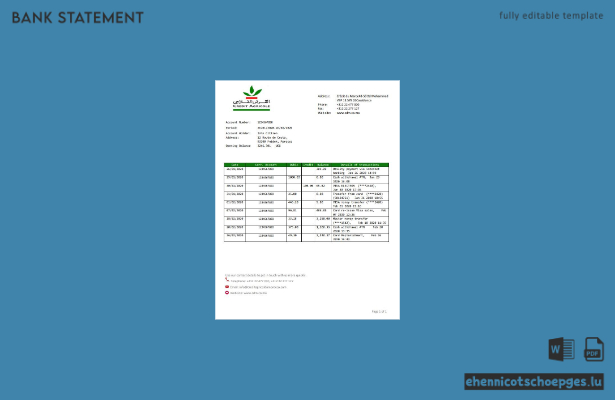 Beispiel eines Kontoauszugs der marokkanischen Crédit Agricole (Excel-Vorschau)